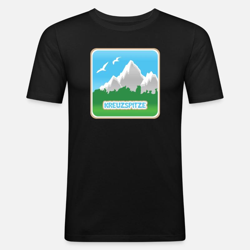 Kreuzspitze - Männer Slim Fit T-Shirt - Schwarz