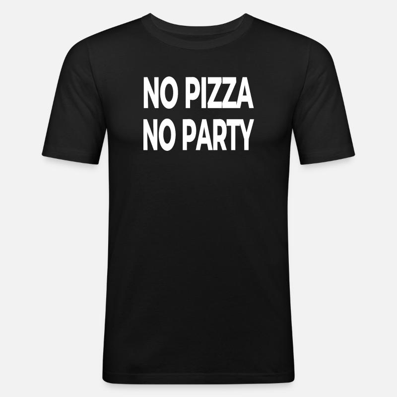 Pizza - Männer Slim Fit T-Shirt - Schwarz