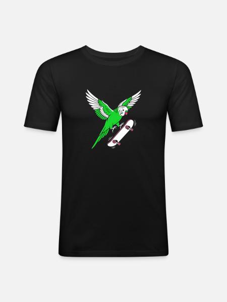 Green Skateparrot Cartoon - Men's Slim Fit T-Shirt - black