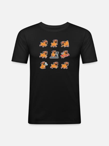 Funny Pug Jogging Marathon Runner - Men's Slim Fit T-Shirt - black