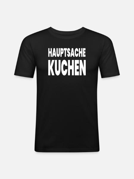 Kuchen - Männer Slim Fit T-Shirt - Schwarz