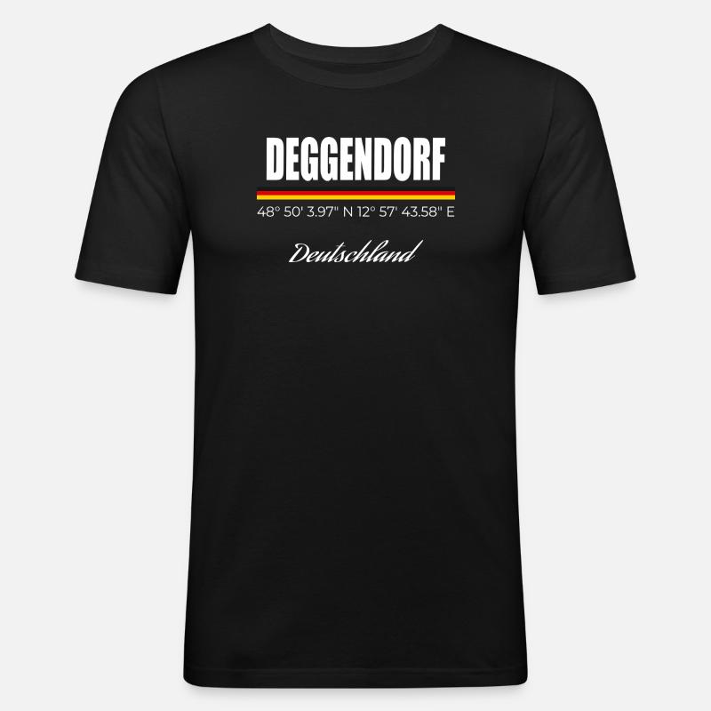 Deggendorf - Männer Slim Fit T-Shirt - Schwarz