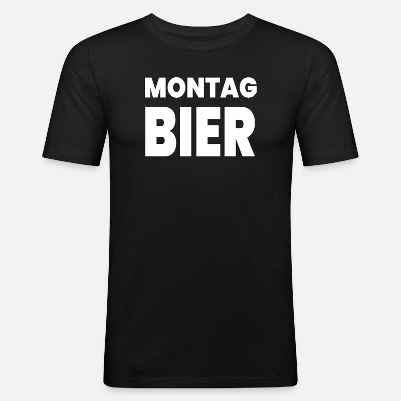 Bier - Männer Slim Fit T-Shirt - Schwarz