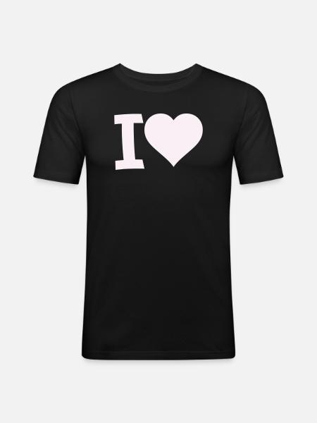 I Love Heart Motif - Men's Slim Fit T-Shirt - black