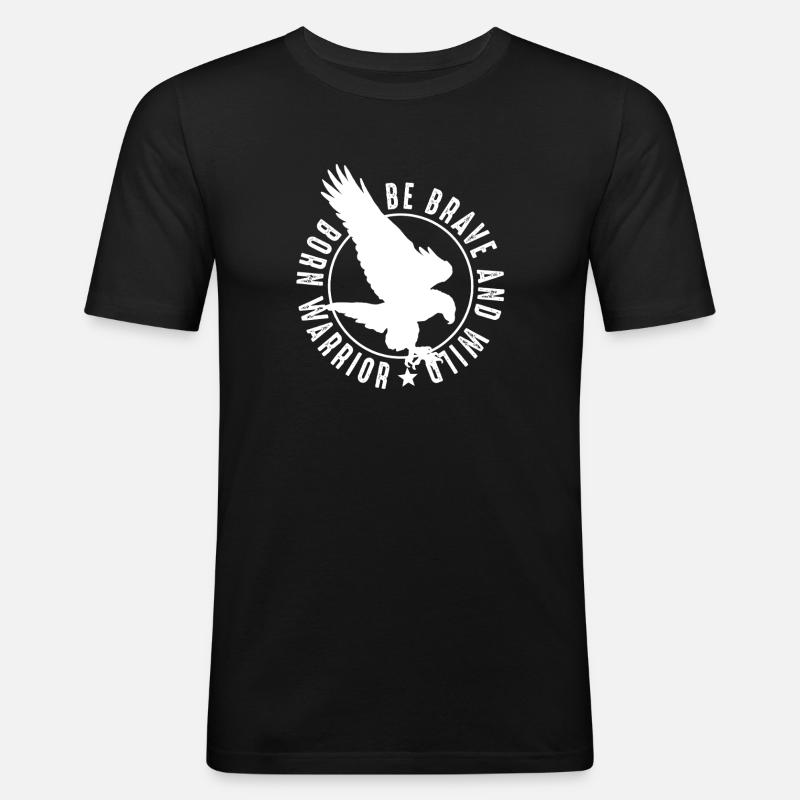 Brave Warrior Eagle Emblem - Men's Slim Fit T-Shirt - black