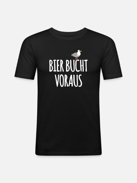 Bier Bucht Seefahrer Kneipe - Männer Slim Fit T-Shirt - Schwarz