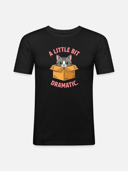 Cat purr in cardboard box Drama - Men's Slim Fit T-Shirt - black