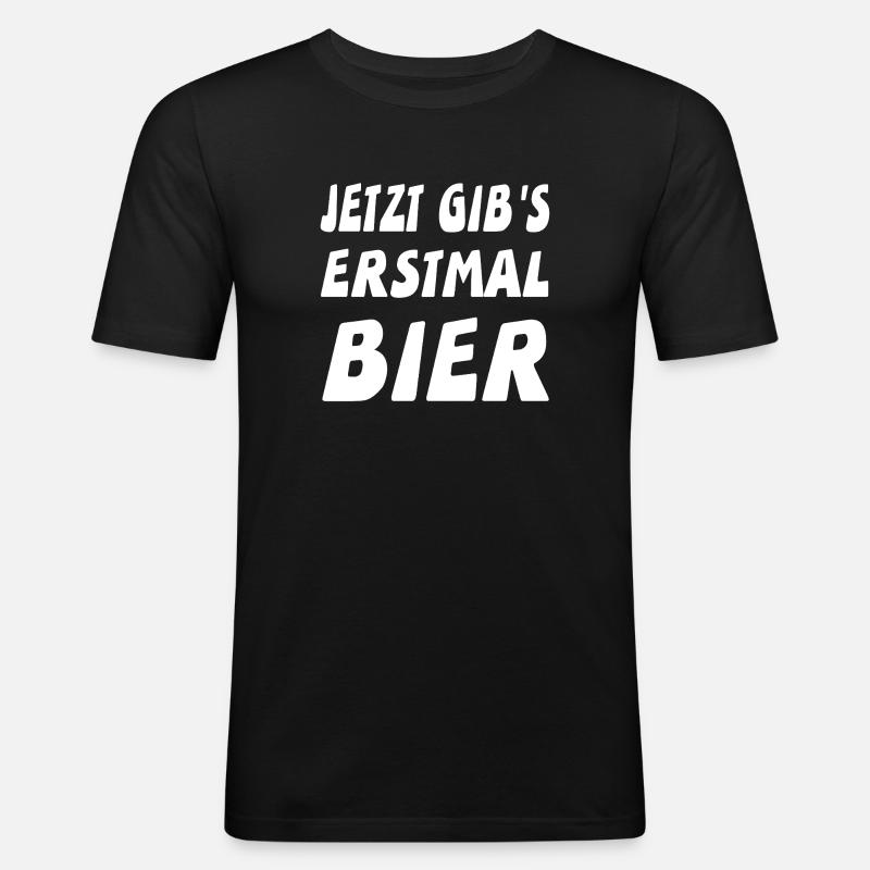Bier - Männer Slim Fit T-Shirt - Schwarz