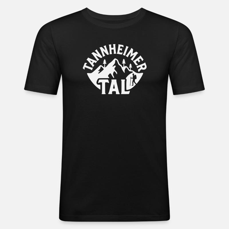Tannheimer Tal Bergpanorama - Männer Slim Fit T-Shirt - Schwarz