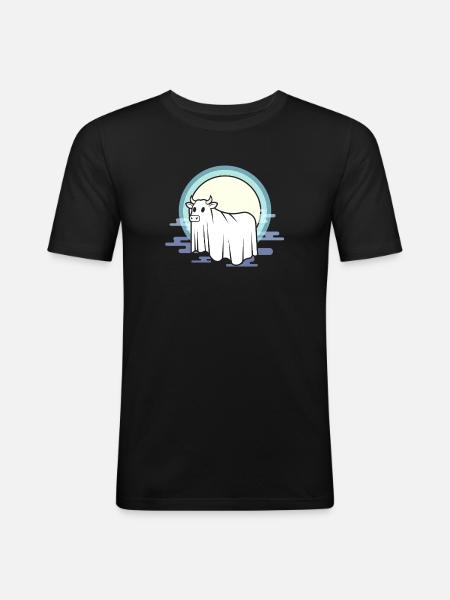 Mondkuh am Nebelbogen - Männer Slim Fit T-Shirt - Schwarz