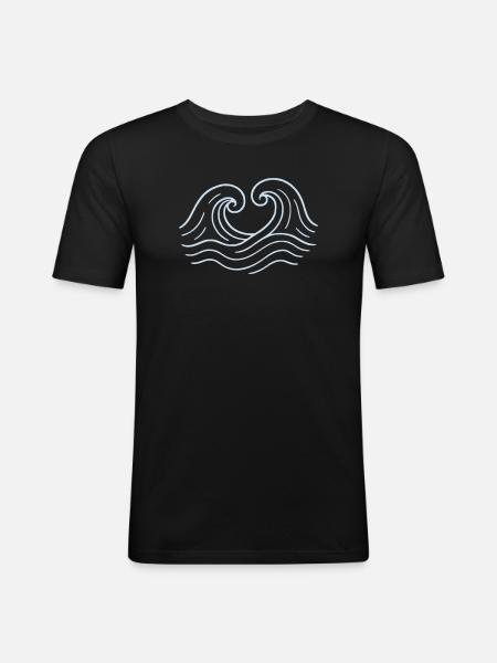Waves - Sea - Scatola - Men's Slim Fit T-Shirt - black
