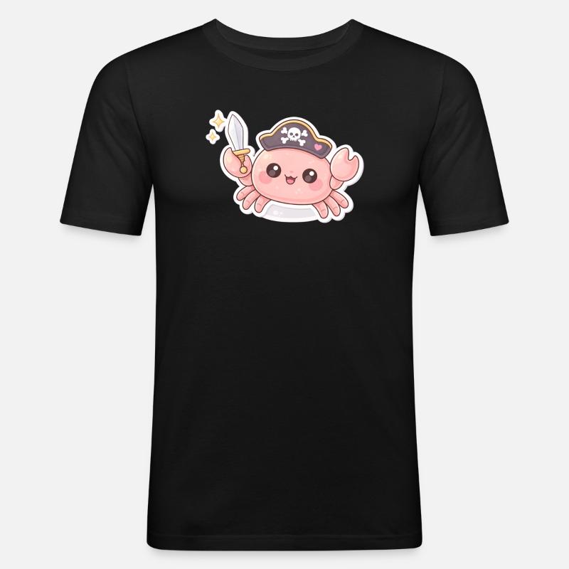 Crabe pirate avec épée - T-shirt près du corps Homme - noir