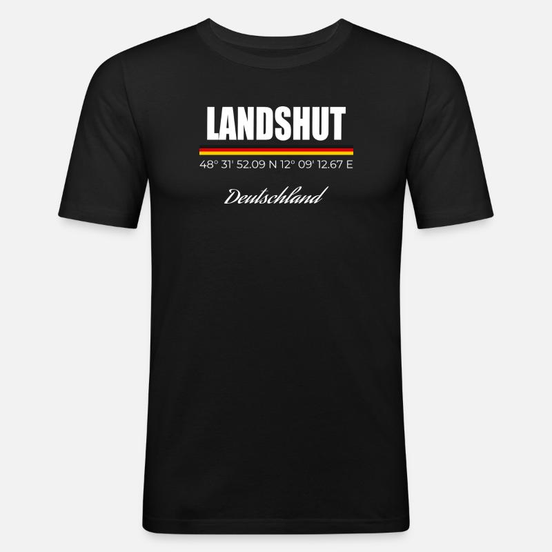 Landshut - Männer Slim Fit T-Shirt - Schwarz