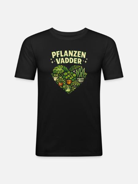 Pflanzenvadder - Retro Urban Jungle Geschenk - Männer Slim Fit T-Shirt - Schwarz