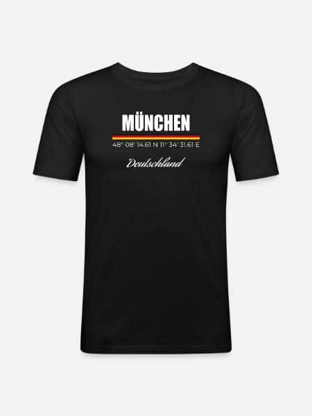 München - Männer Slim Fit T-Shirt - Schwarz