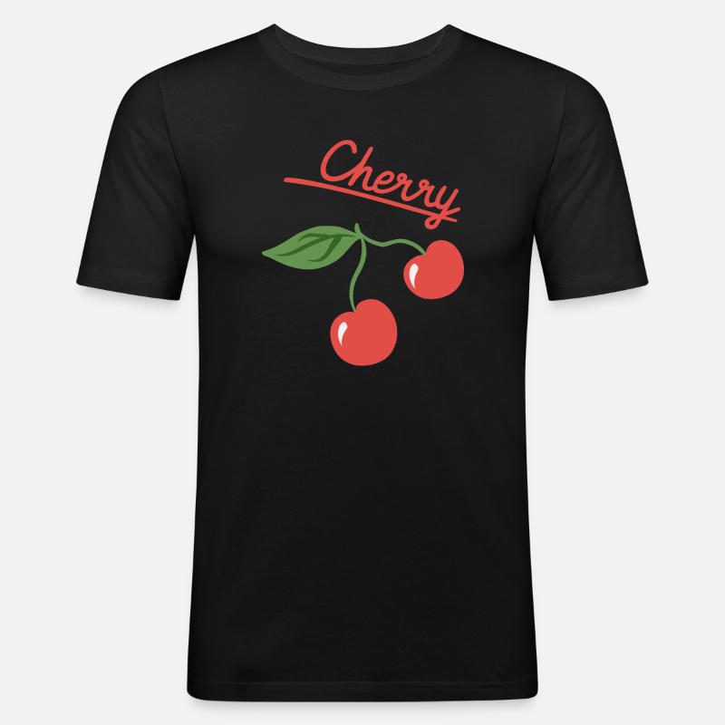 Cherry Fruit Summer Design - Männer Slim Fit T-Shirt - Schwarz