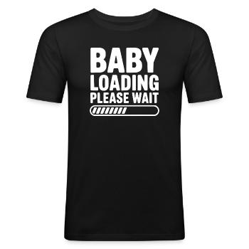 Chargement du bébé, veuillez patienter. - T-shirt près du corps Homme - noir - Devant - Nik (191cm)