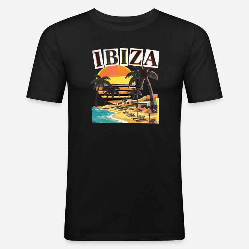 Ibiza Urlaub - Männer Slim Fit T-Shirt - Schwarz