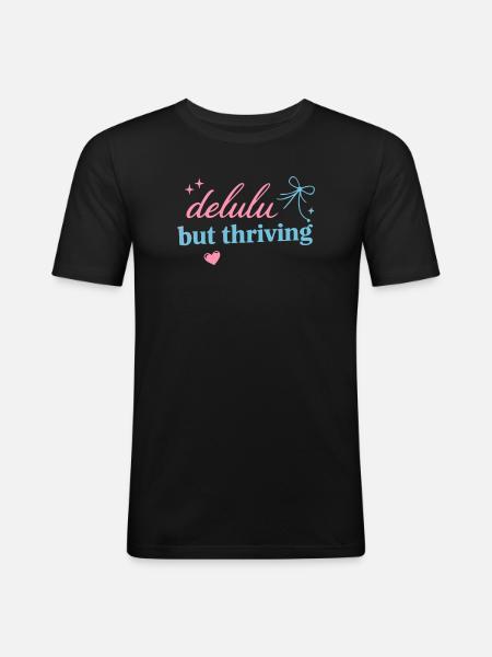 Delhu Thriving Script Logo - Männer Slim Fit T-Shirt - Schwarz