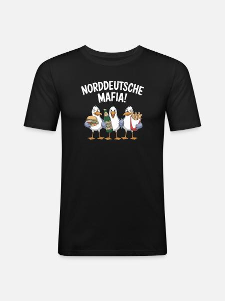 North German Mafia Seagulls Burger French Fries Beer - Men's Slim Fit T-Shirt - black