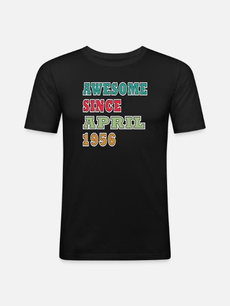Awesome Since April 1956 - Männer Slim Fit T-Shirt - Schwarz