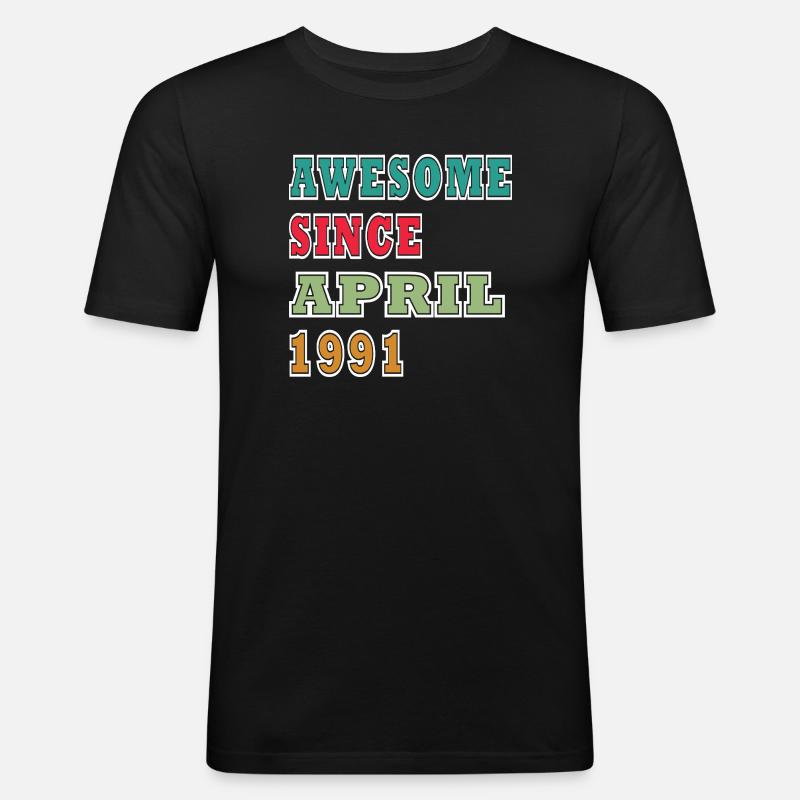 Retro April 1991 Jubiläum - Männer Slim Fit T-Shirt - Schwarz