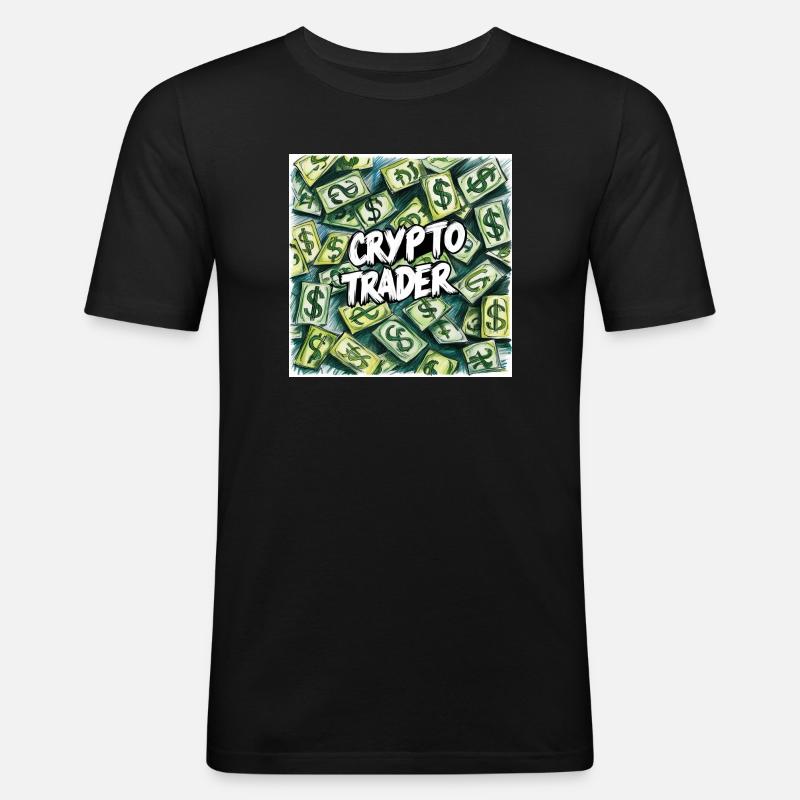 Crypto Trader Geldregen - Männer Slim Fit T-Shirt - Schwarz