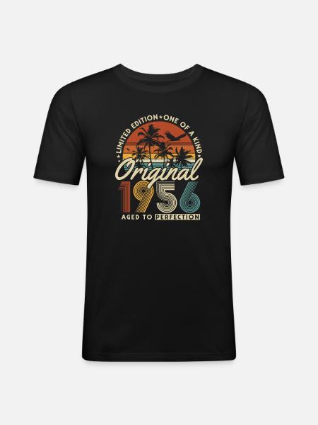 Original 1956 Vintage Vintage Birthday Gift - Men's Slim Fit T-Shirt - black