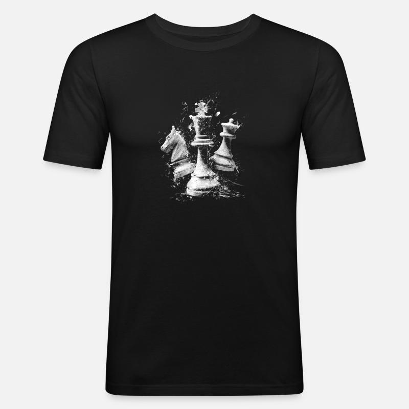 Schach Figuren Explosion Design Dynamisches Bretts - Männer Slim Fit T-Shirt - Schwarz