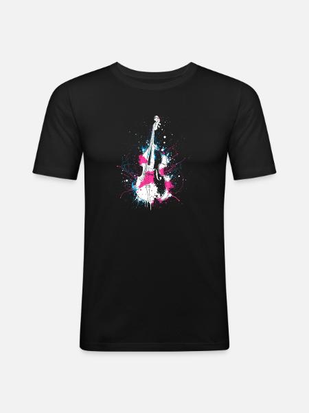 Art Kontrabass - Männer Slim Fit T-Shirt - Schwarz