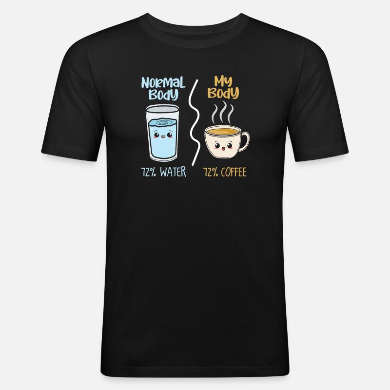 Kaffee vs Wasser 72% - Männer Slim Fit T-Shirt - Schwarz