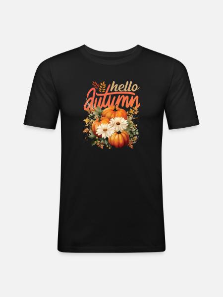 Hello Autumn Pumpkin Bouquet - Men's Slim Fit T-Shirt - black