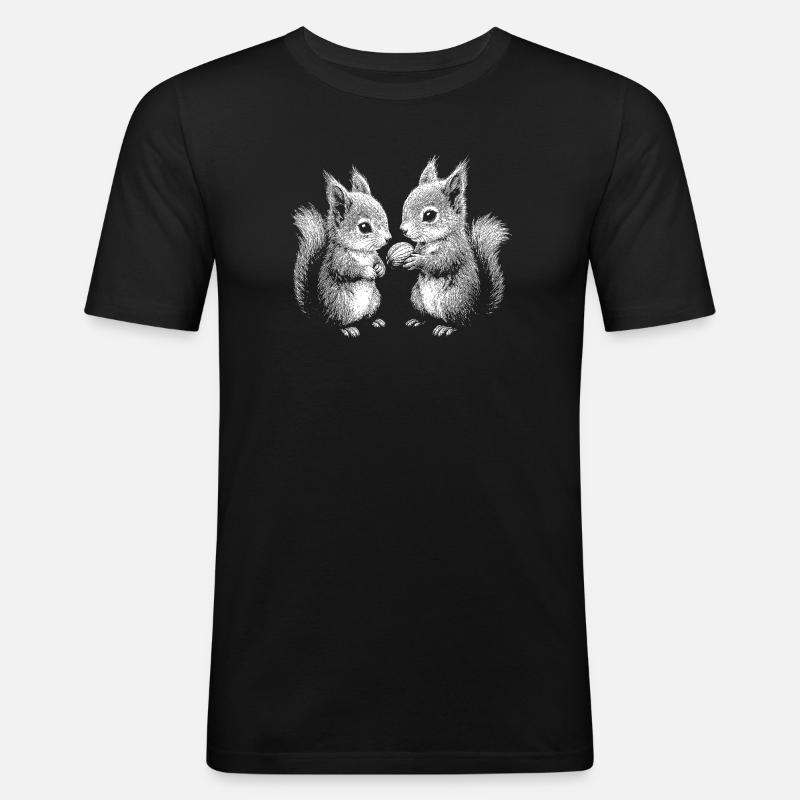 Eichhörnchen - Männer Slim Fit T-Shirt - Schwarz
