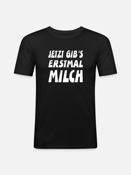 Milch - Männer Slim Fit T-Shirt - Schwarz