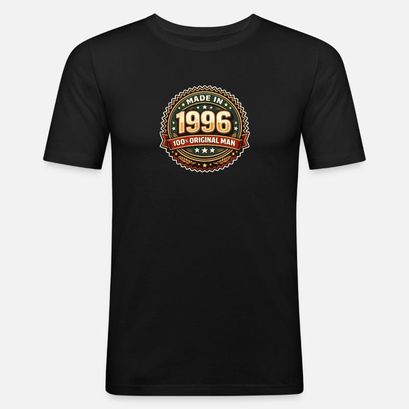1996 Original Man Badge - Männer Slim Fit T-Shirt - Schwarz