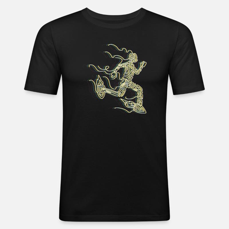 Stilisierter Rocket Runner - Männer Slim Fit T-Shirt - Schwarz