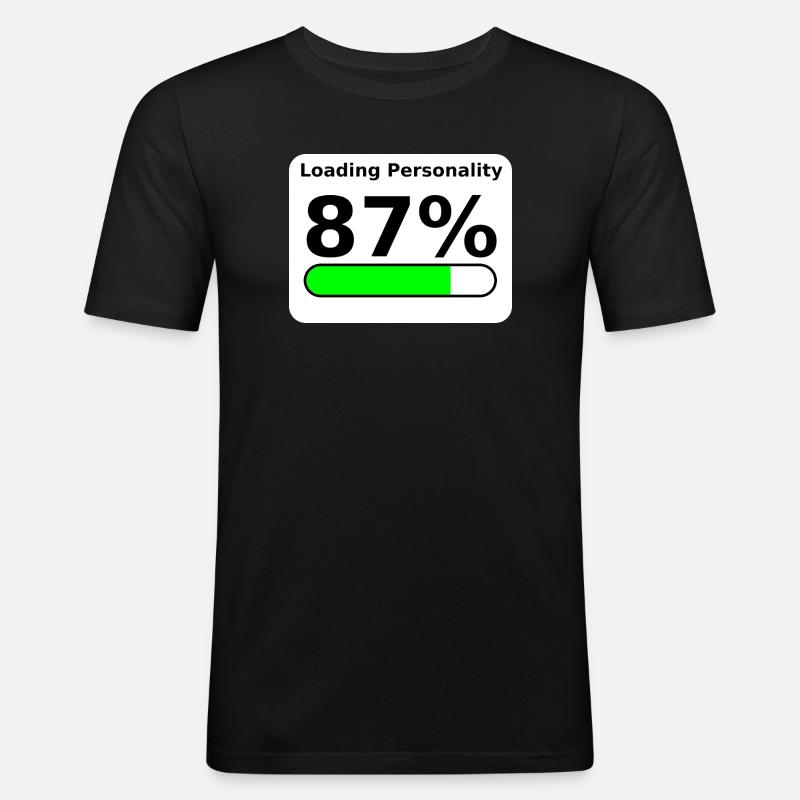Loading Personality 87% – Nerdy Statement Tee - Männer Slim Fit T-Shirt - Schwarz