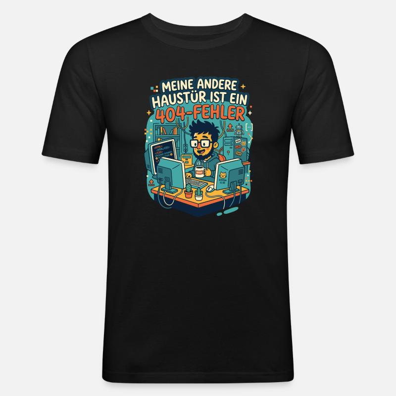 Programmierer 404 Fehler Humor - Männer Slim Fit T-Shirt - Schwarz