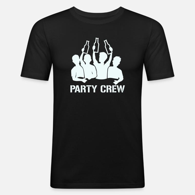 Bottle Raise Party Crew - Männer Slim Fit T-Shirt - Schwarz