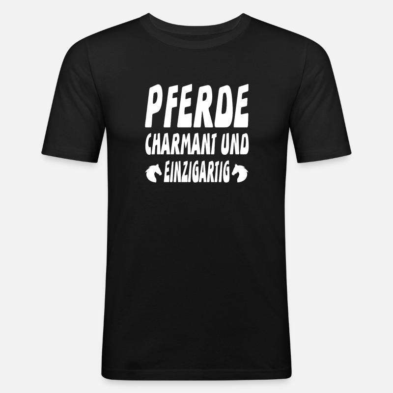 Pferde - Männer Slim Fit T-Shirt - Schwarz