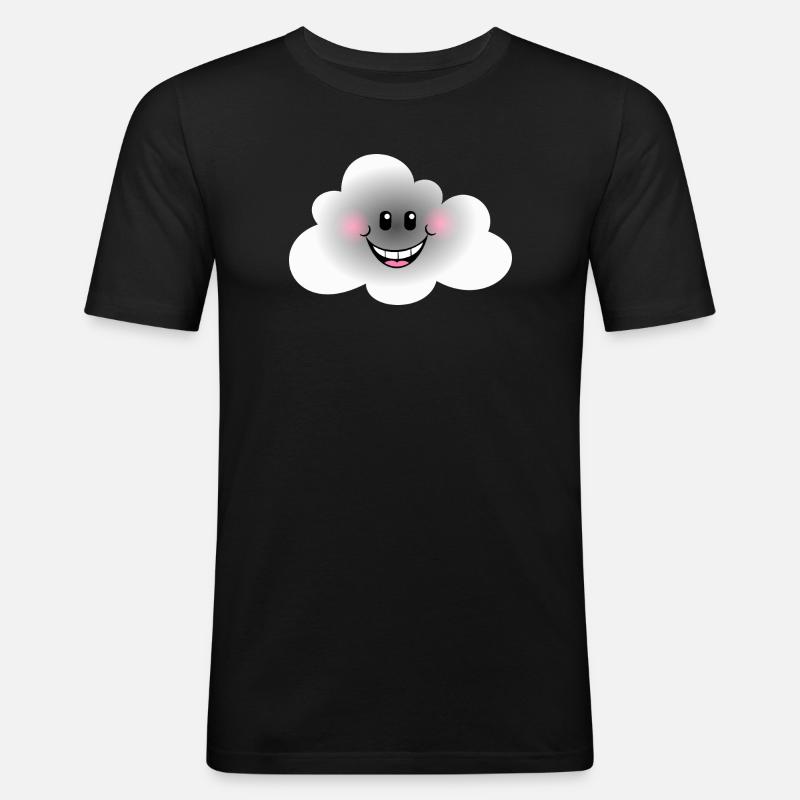 Glückliche Wolke - Männer Slim Fit T-Shirt - Schwarz