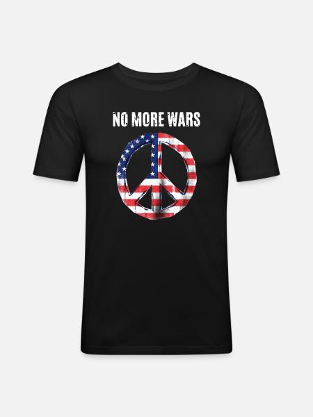 Peace USA Flag Against War - Men's Slim Fit T-Shirt - black