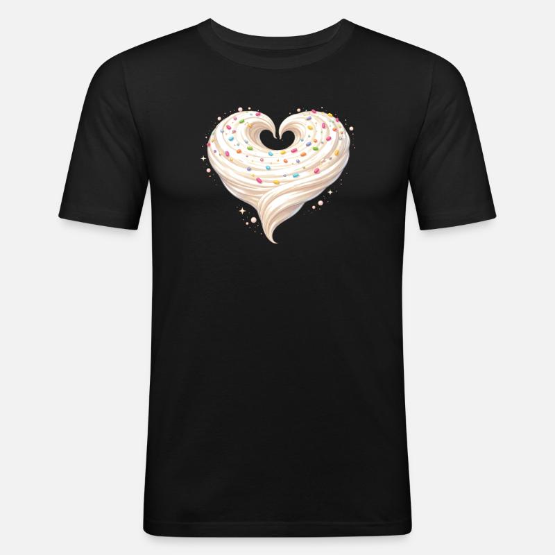 Design dolce da cuore-crema - Maglietta aderente da uomo - nero