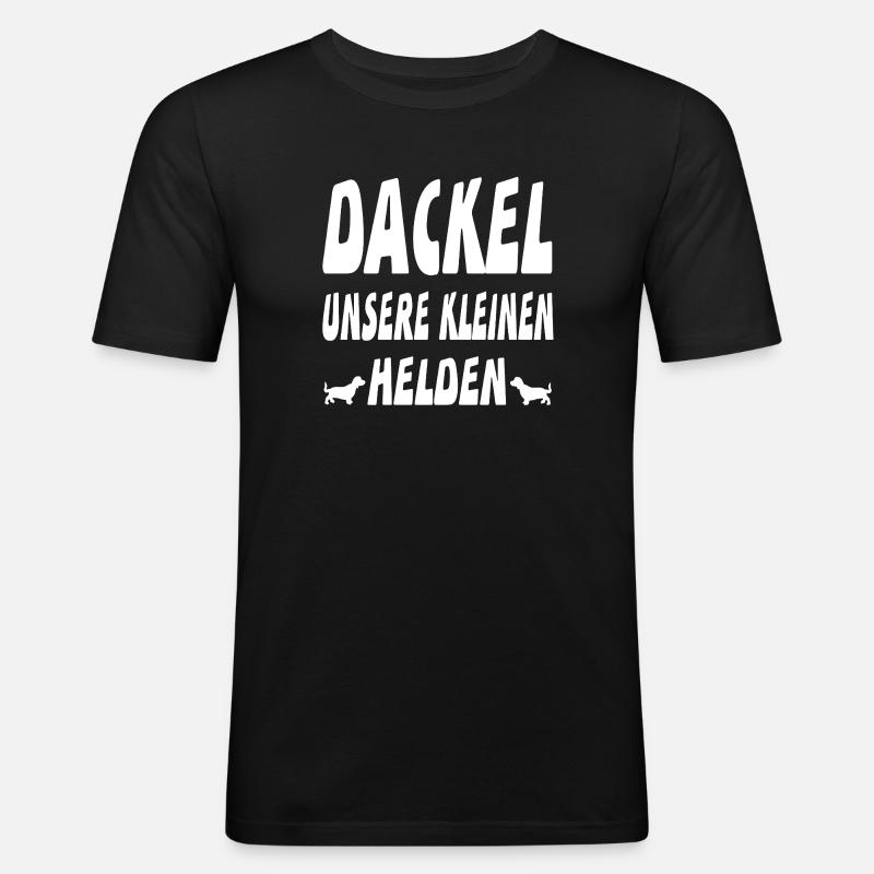 Dackel - Männer Slim Fit T-Shirt - Schwarz
