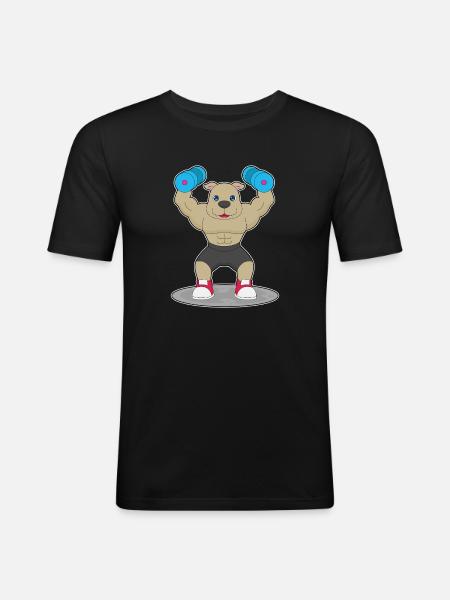Dog Bodybuilder Dumbbells Bodybuilding - Men's Slim Fit T-Shirt - black