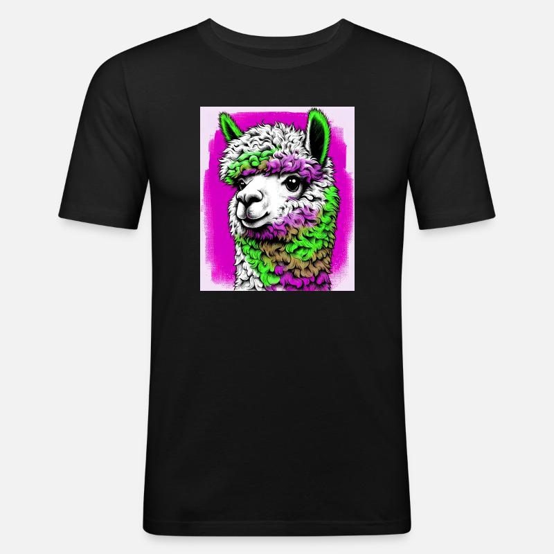 Alpaka - Männer Slim Fit T-Shirt - Schwarz