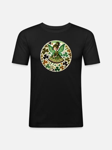 Emerald Fairy Clover Garden - Men's Slim Fit T-Shirt - black