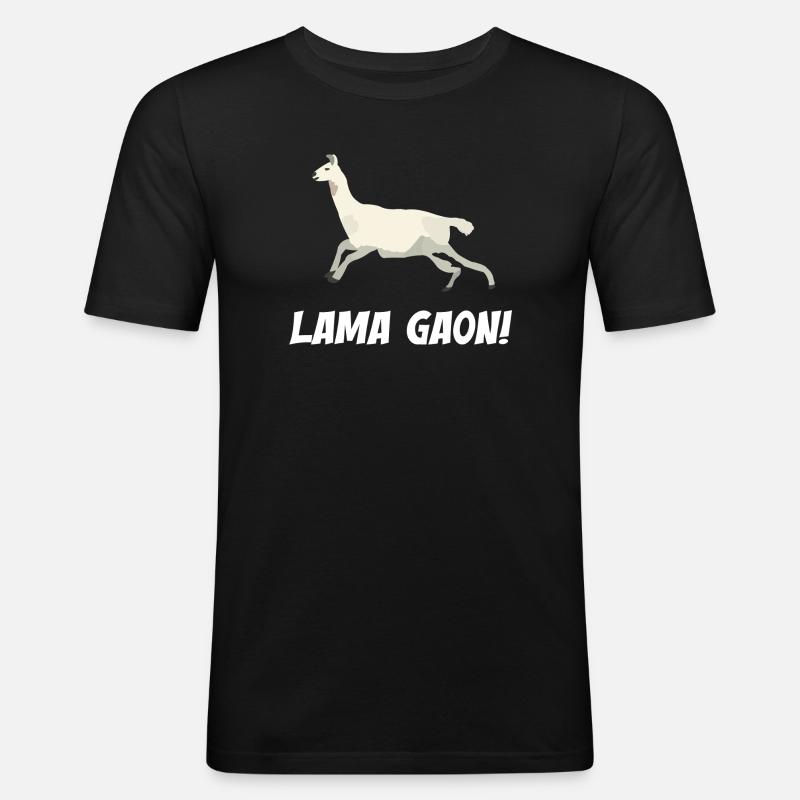 Lama Gaon - Männer Slim Fit T-Shirt - Schwarz