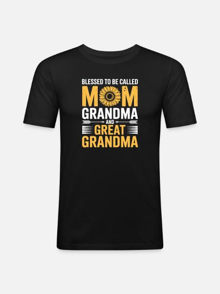 Mama Großmutter Sonnenblumen Design - Männer Slim Fit T-Shirt - Schwarz