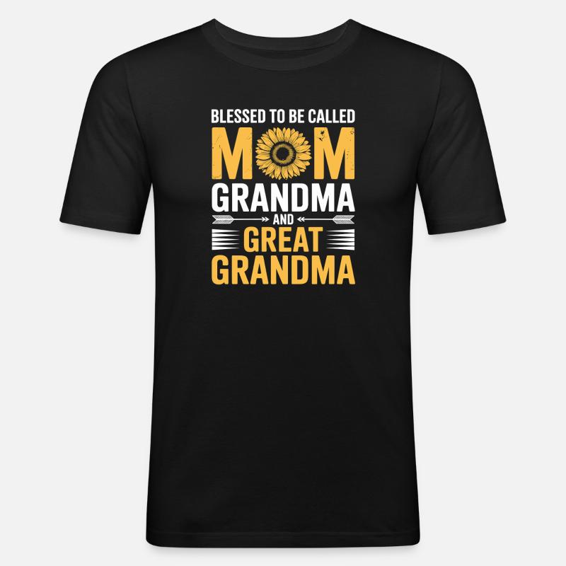 Mama Großmutter Sonnenblumen Design - Männer Slim Fit T-Shirt - Schwarz